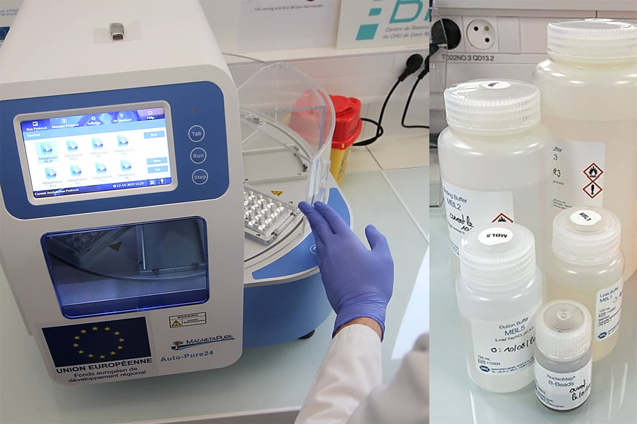 <hr>Exemple d’extraction d’ADN à partir de sang périphérique selon une méthode semi-automatisée.