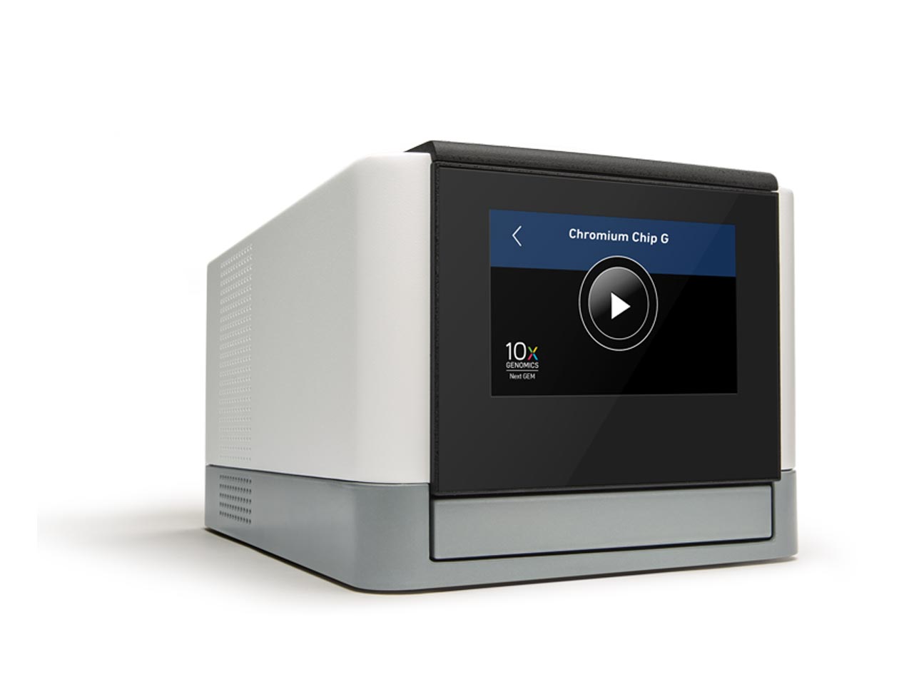 <hr>Système pour l’isolation et le séquençage d’ADN et d'ARN de cellules uniques. 10x Genomics, Chromium.