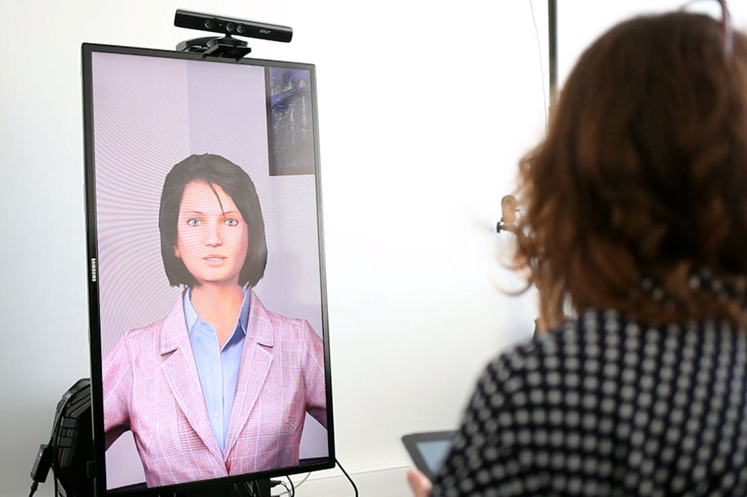 <hr>Exemple d’agent virtuel développé à l’échelle 1:1 et utilisé comme aide au diagnostic pour les troubles de l’addiction.