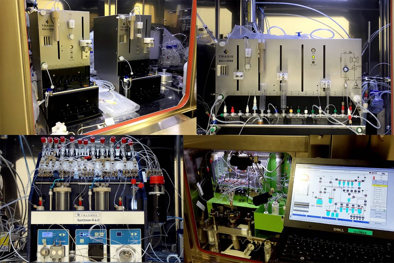 <hr>Modules de synthèse pour la production de radiotraceurs et la purification d’isotopes radioactifs.