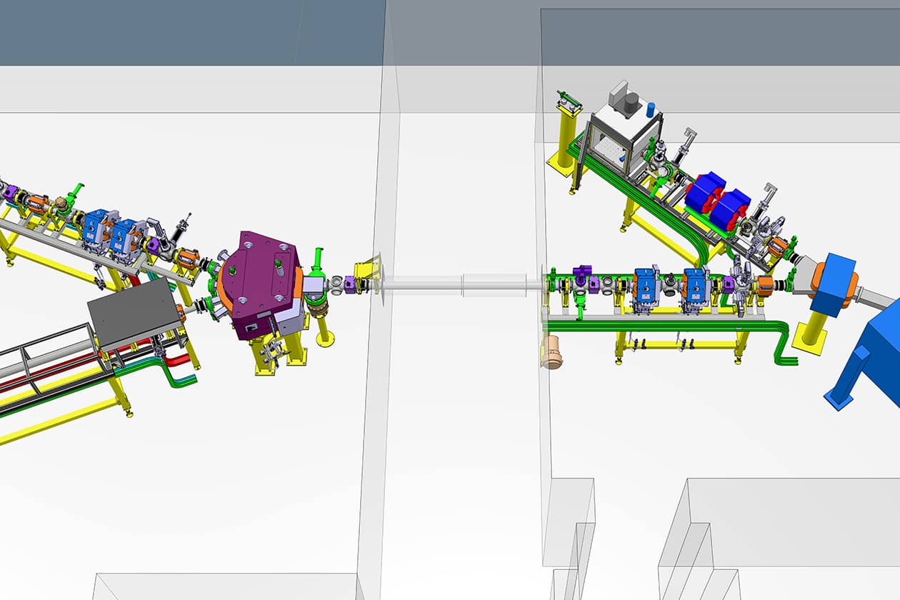 <hr>Modélisation du cyclotron Cyrcé et des lignes de faisceaux.