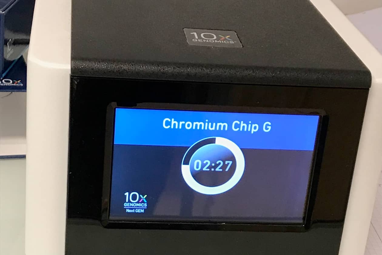 <hr>Chromium (10X Genomics) pour l’analyse d’échantillons en cellules uniques.