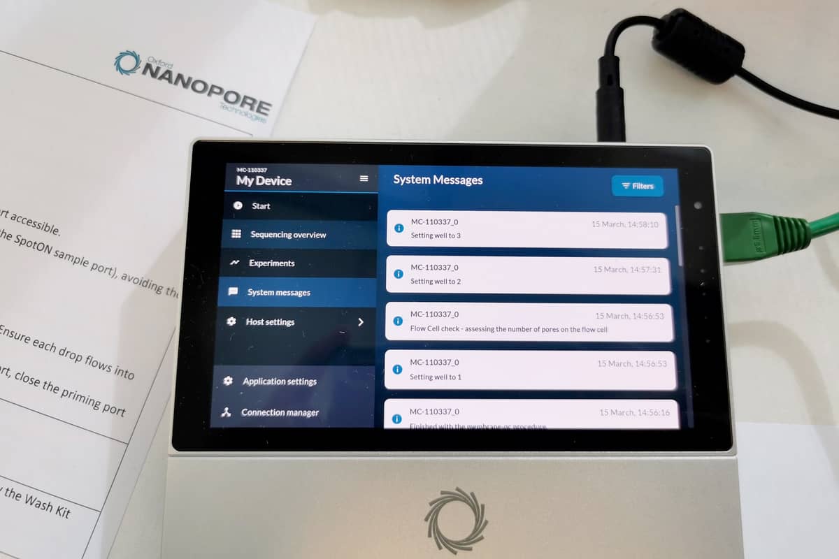 <hr>Séquenceur à haut débit MinION Mk1C (Oxford Nanopore Technologies).